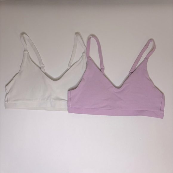 Athleta GIRL Just Right Adjustable Bra, Size Medium (8-10), Set of 2, white/pink - Picture 1 of 6